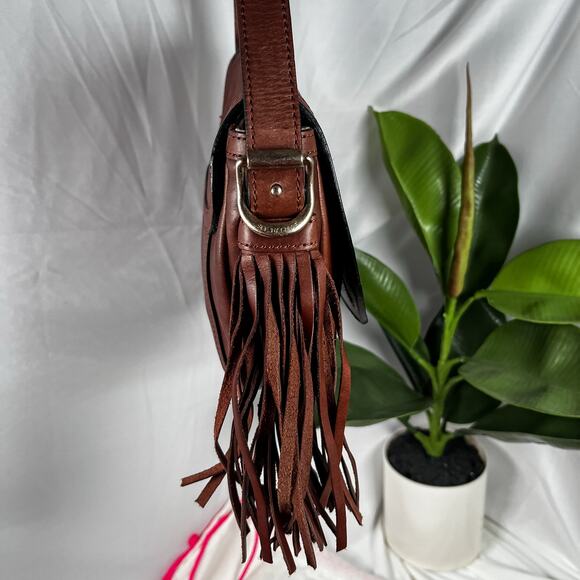 SEE BY CHLOE Brown Leather Fringe Crossbody Bag Gold Hardware - Picture 4 of 14